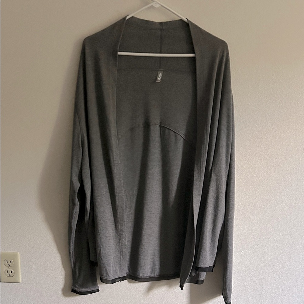 MTA Sport Women 2X Charcoal Ribbed Open Front Super Soft Lightweight Duster Top